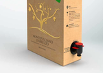 Wine packaged in a cardboard box with a tap